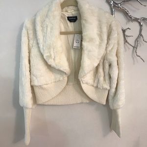 Bebe Cream Faux Fur Jacket